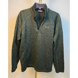 Eddie Bauer Men's Large Green Radiator Fleece Quarter Zip Pullover Sweater Outdo